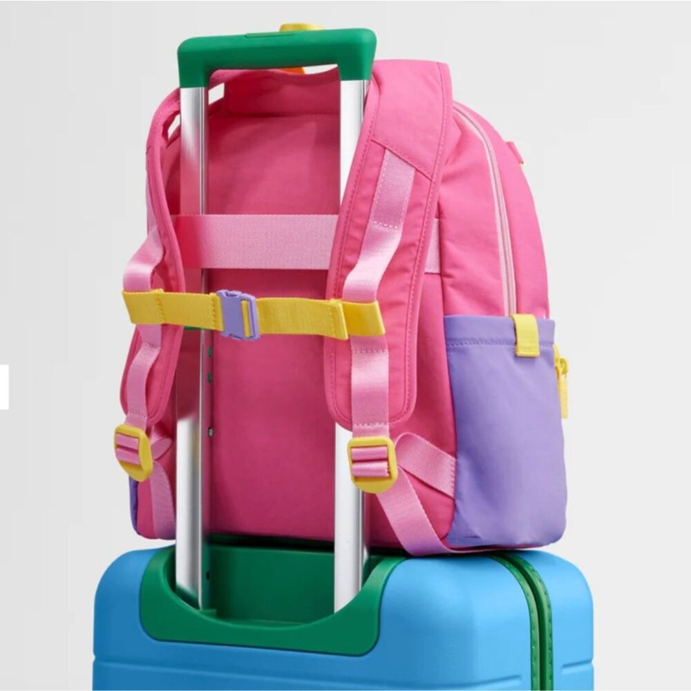 AWAY Kids Backpack New Cotton Candy Pink Yellow Colorblock Childrens Travel Bag - Picture 12 of 12